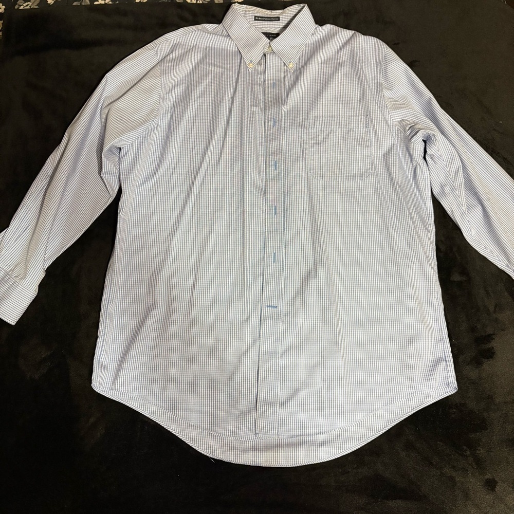 LANDS’ END-Men's Light Blue Patterned Shirt SZ 16-32 NO IRON